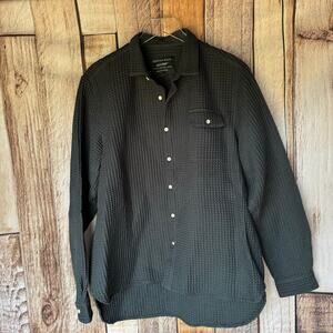 Eighteen Waits Shirt Men's Textured Black Long Sleeve 100% Cotton XL Classic